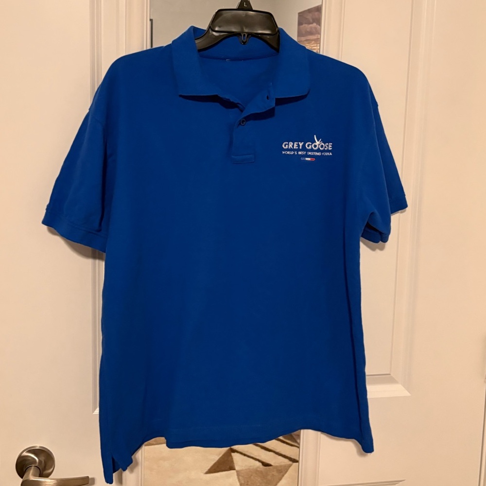 Grey Goose Vodka Polo Shirt Blue Embroidered Logo Men’s Large